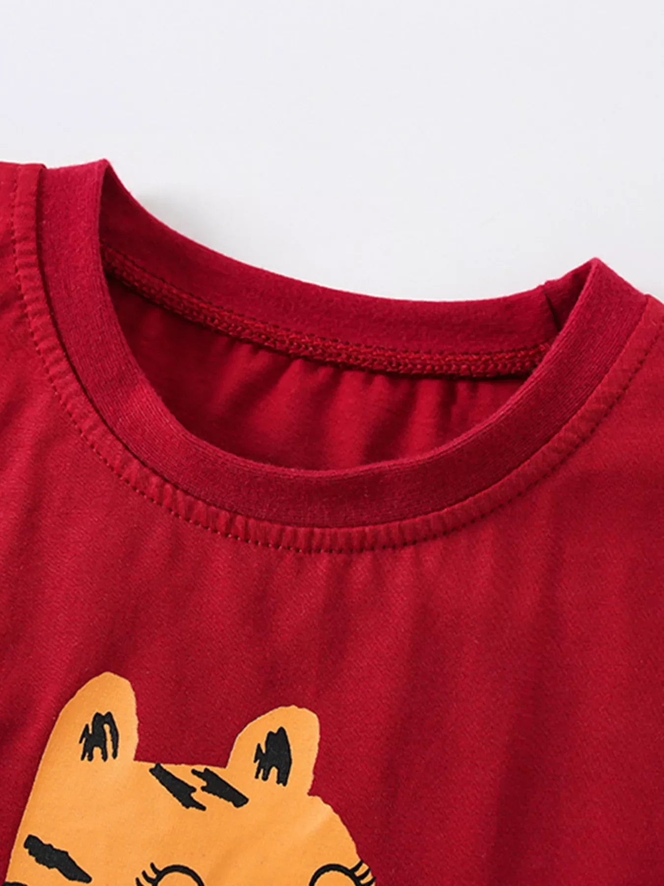 Girls Cartoon Tiger Ruffle Sleeve T-Shirt - Soft Cotton Graphic Tee for Kids