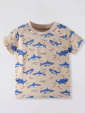 Kids Shark Print T-Shirt | Fun Crew Neck Short Sleeve Tee for Boys & Girls
