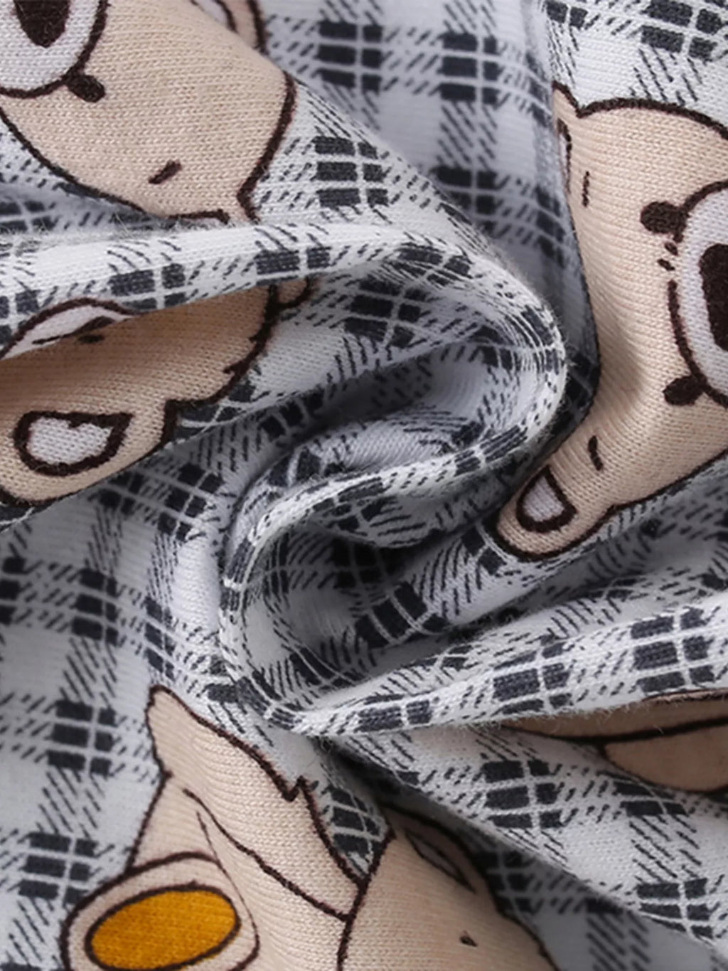 Kids Plaid Bear T-Shirt | Soft Cotton Crew Neck Tee for Boys & Girls