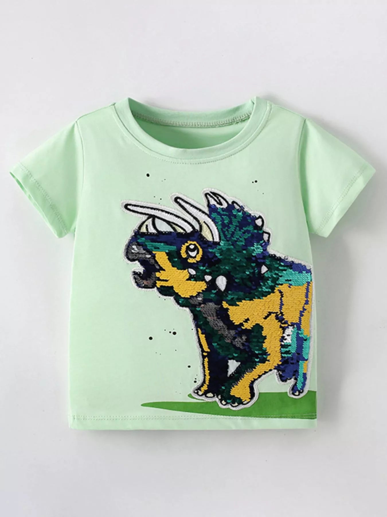 Kids Reversible Sequin T-Shirt – Color-Changing Magic Tee for Girls & Boys (Light Green)