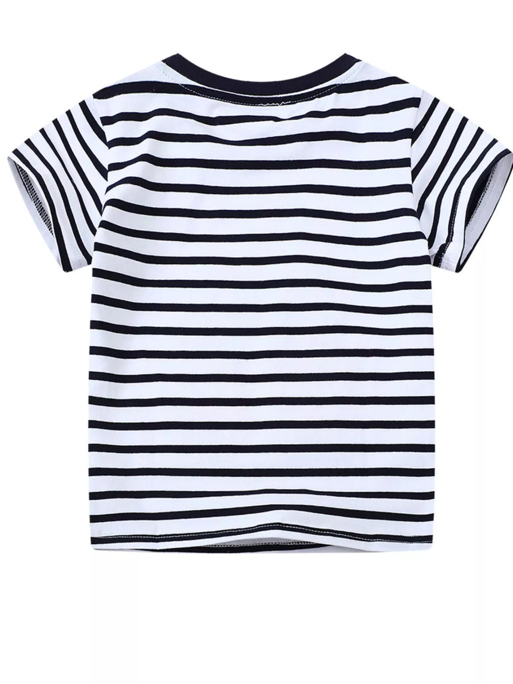 Kids Striped Animal Print T-Shirt – Soft Cotton Crew Neck Tee for Boys & Girls (Multicolor)