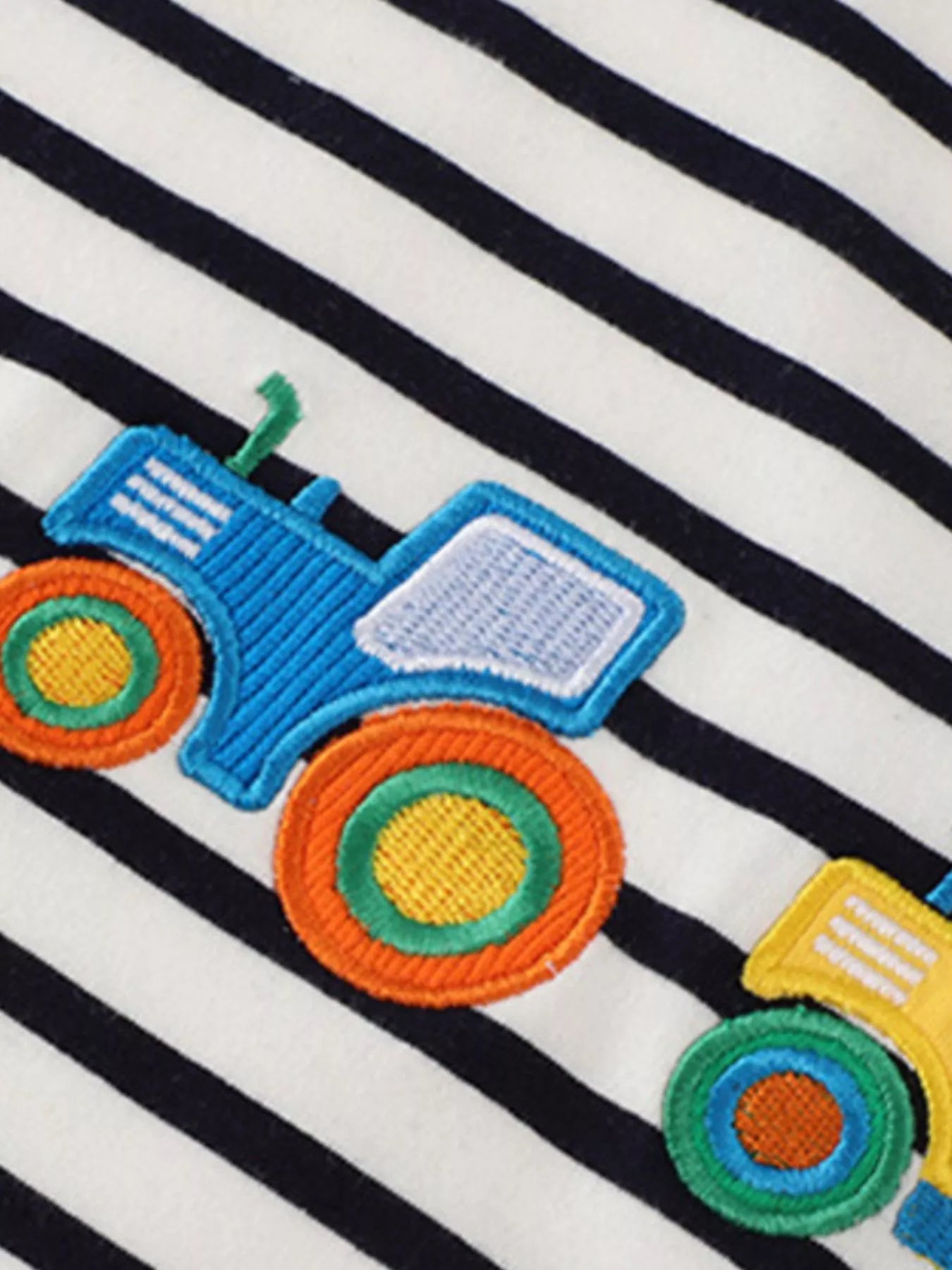 Kids Embroidered Striped T-Shirt – Soft Cotton Round Neck Tee for Boys & Girls (Black)