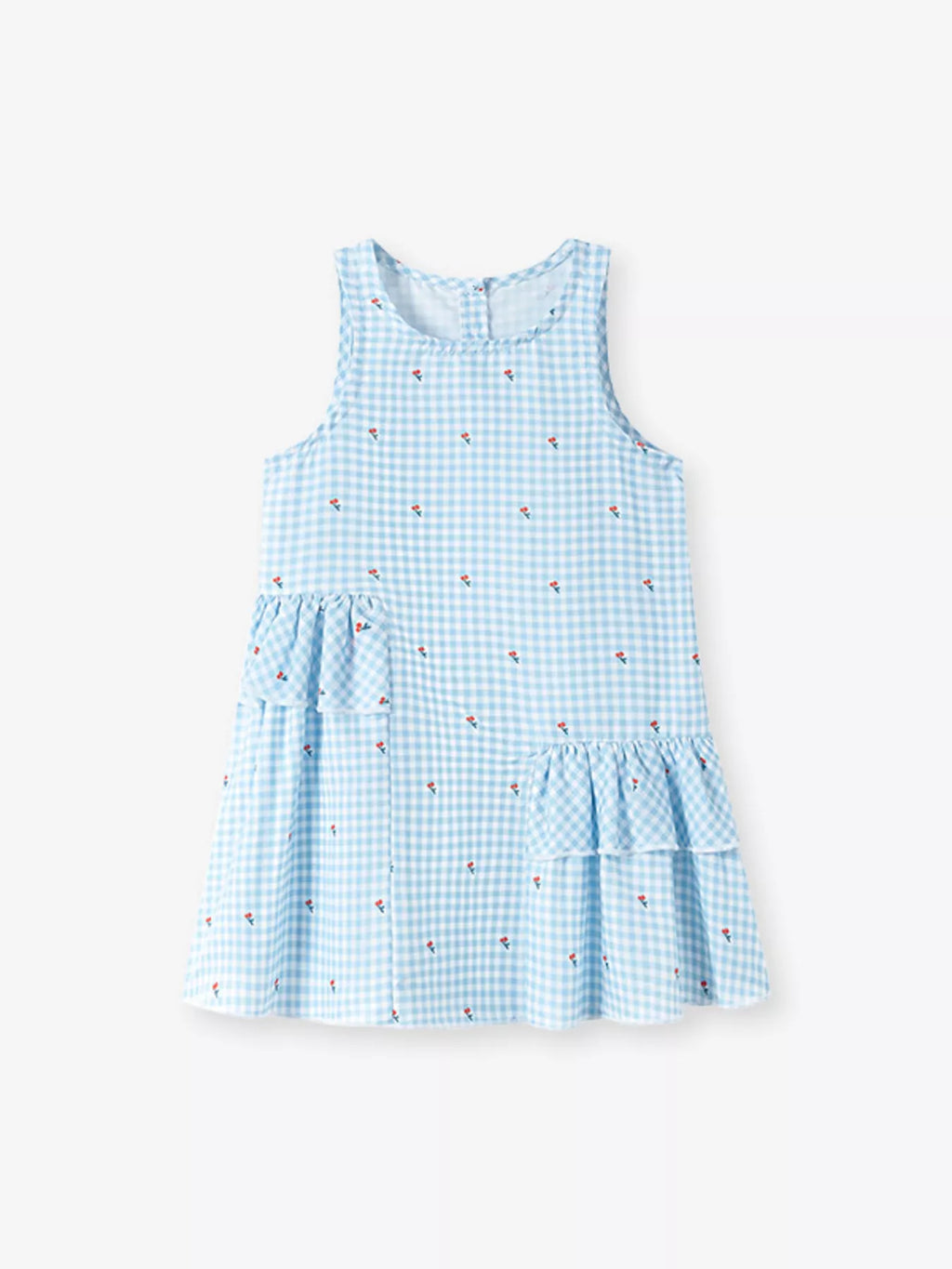 Girls Gingham Ruffle Dress - Sleeveless Cotton Summer Dress for Toddlers & Kids