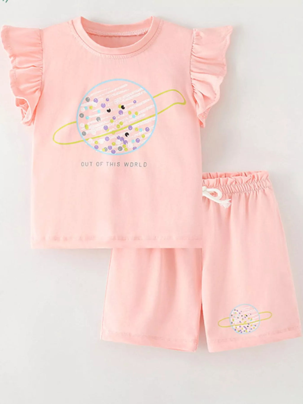 Kids Space Explorer 2-Piece Outfit Set | Planet Graphic Tee & Shorts
