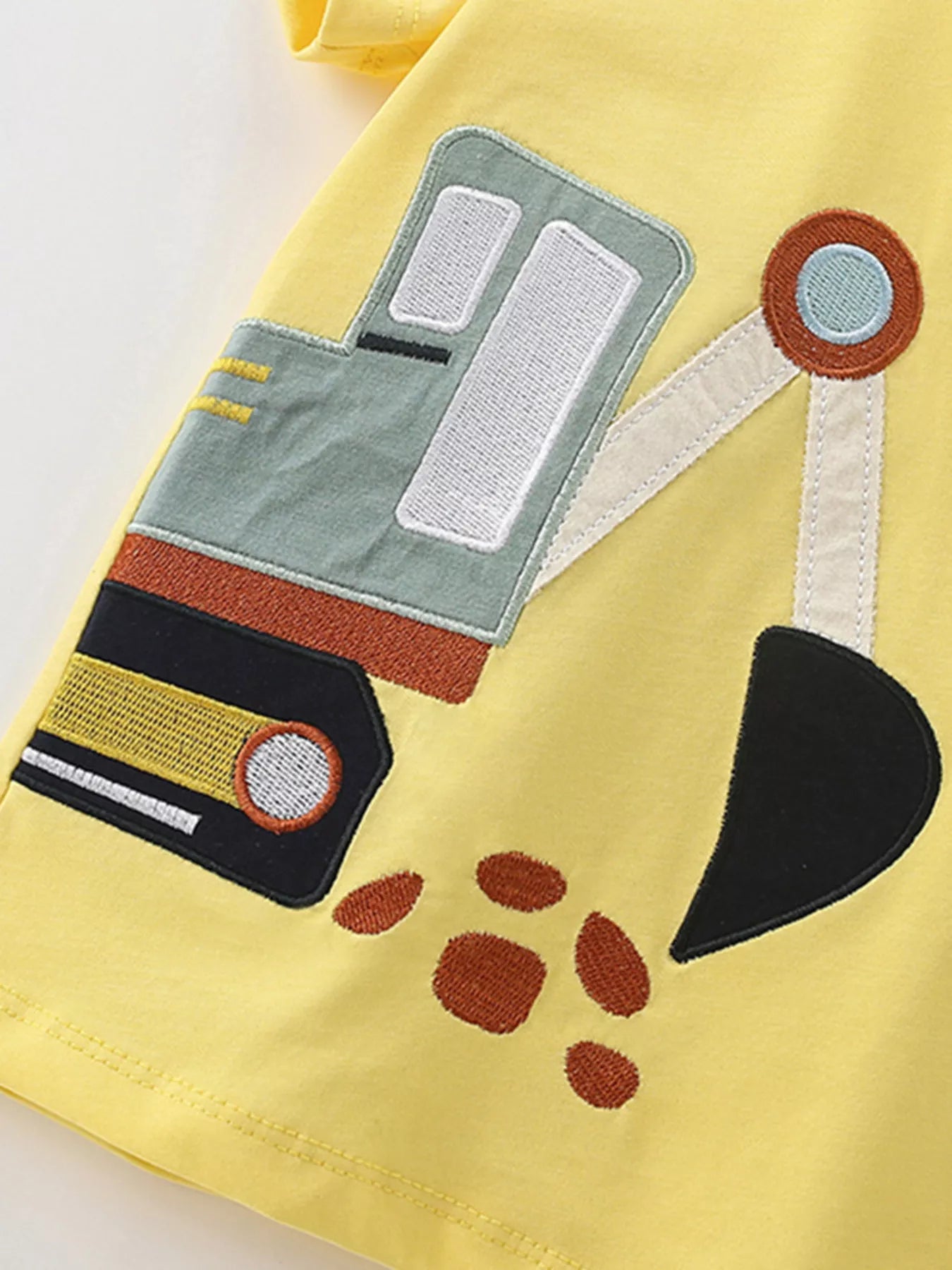 Boys Excavator & Dump Truck Embroidered 2-Piece Outfit Set | Sizes 6Y–8Y