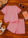 Baby & Toddler Ribbed Knit Tee & Shorts Set – Soft 2-Piece Outfit (6M–2-3Y)