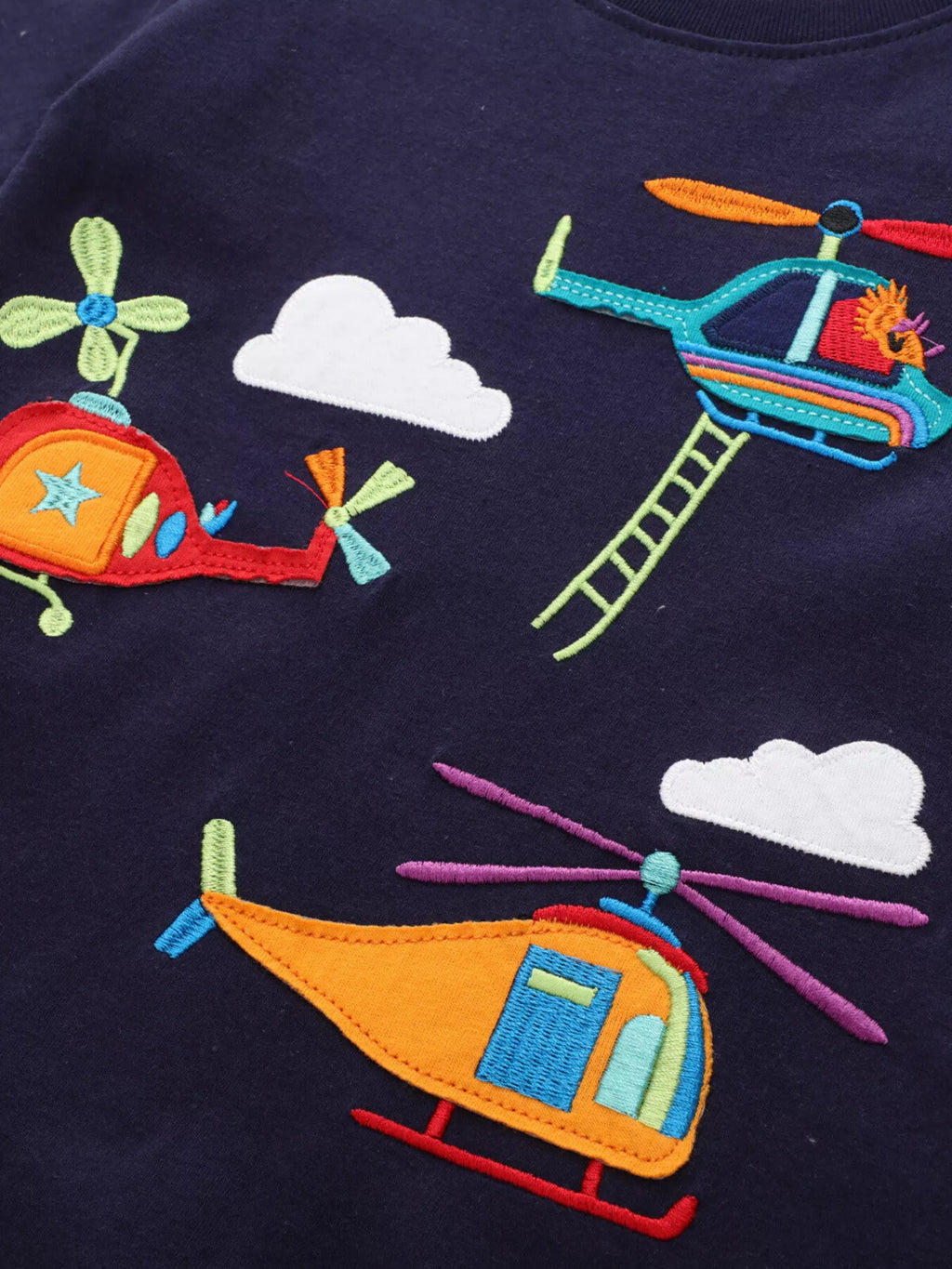 Kids Helicopter T-Shirt – Soft Cotton Short Sleeve Tee for Boys & Girls (Black)