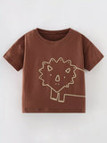 Kids Lion T-Shirt – Soft Cotton Cartoon Graphic Tee for Boys & Girls (Burgundy)